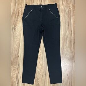 Express Black Women's Stretchy Pants with Silver Zipper Accents